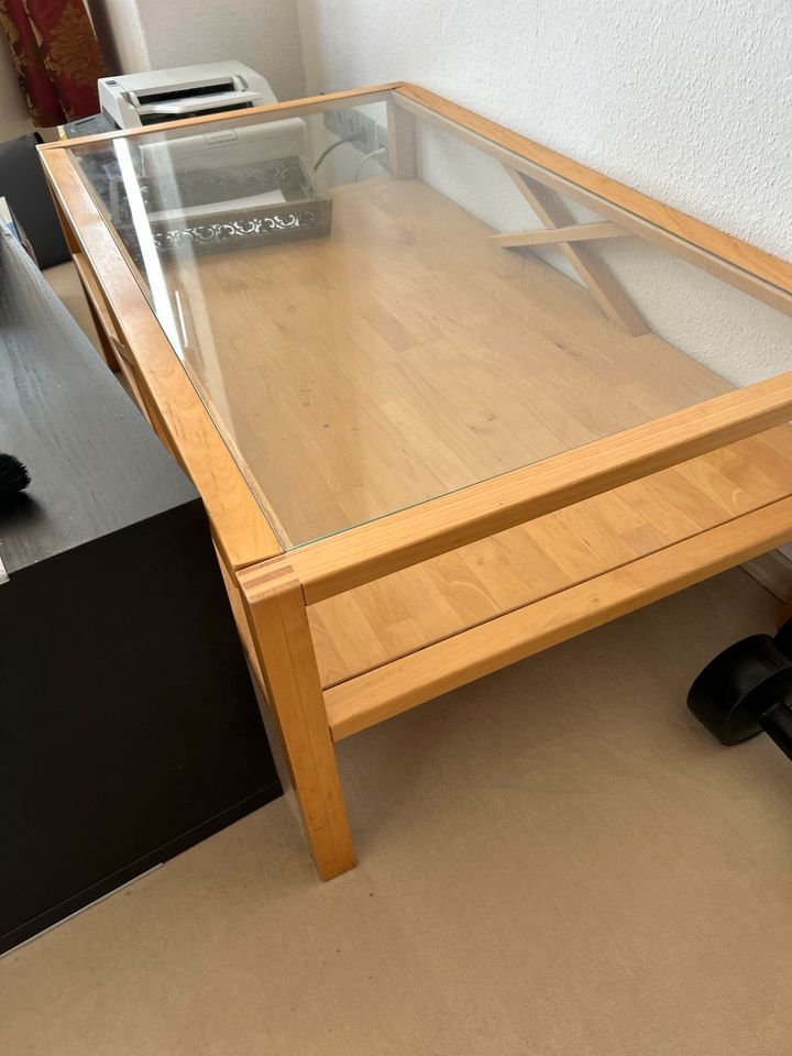 Couchtisch Glastisch Holz mit Glasplatte in Dresden