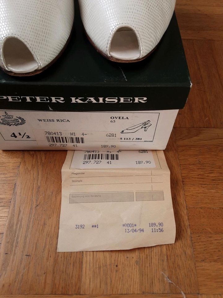 weiße Slingpumps Hochzeitsschuhe Peter Kaiser Gr. 4,5 vintage in Radevormwald