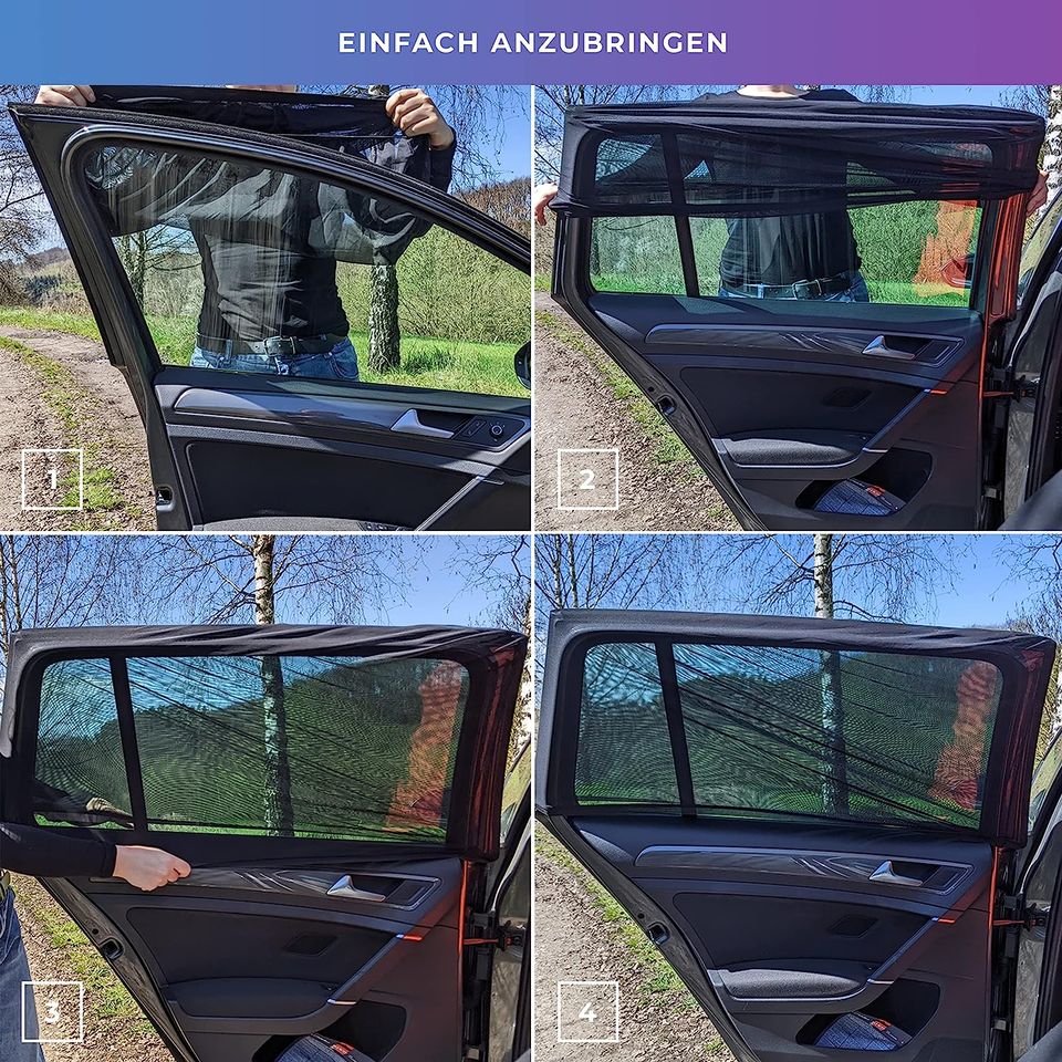 2 Stück Universal Sonnenblende Auto Netz mit UV Schutz Autofenster Kinder  Baby