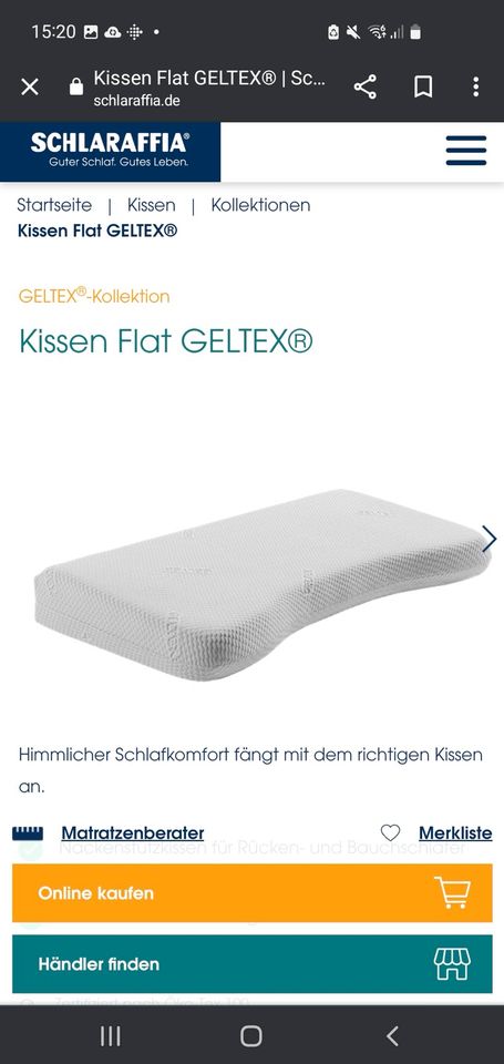 Verkaufe Schlaraffia Geltex Flat Kissen NEU ORIGINALVERPACKT in Deggendorf