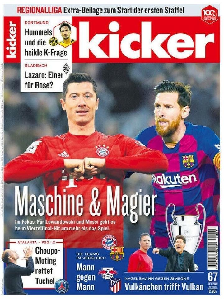 Kicker Magazin Deutschland 2020-067 Lionel Messi Lewandowski in Hamburg