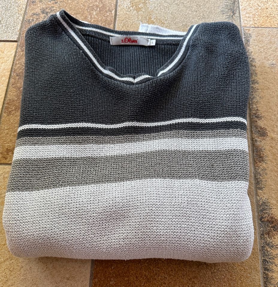 S. Oliver Pullover blau/grau Größe L in Bünde