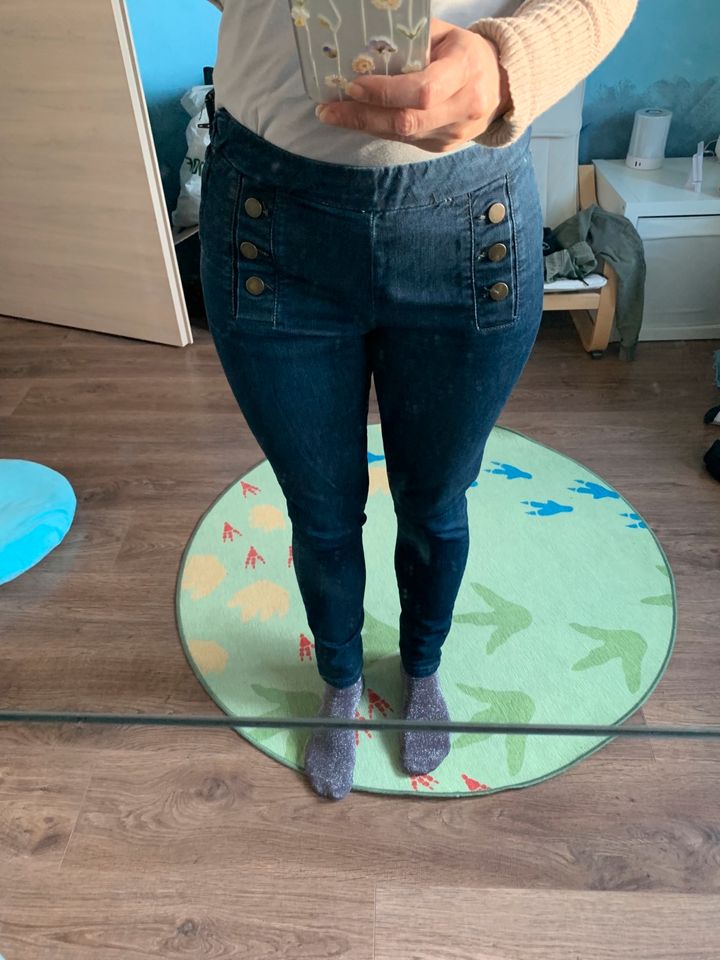 Damen Skinny Jeans denim blau vintage knöpfe in Barmstedt