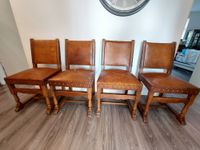 Spanische - Stühle aus Leder & Holz - 1940er - 4er Set Niedersachsen - Osnabrück Vorschau