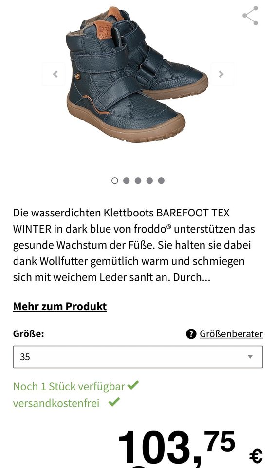 Neu Froddo Barfußschuhe Winterstiefel Gr.35 Leder Wolle in Ingolstadt