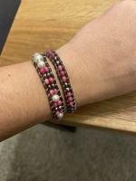 Wickelarmband Perlen Pink grau braun Armband Verschluss Silber Baden-Württemberg - Bruchsal Vorschau