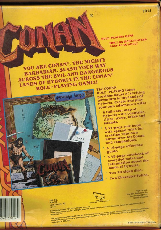 Conan Rollenspiel TSR 1985 Box + Abenteuer in Taufkirchen