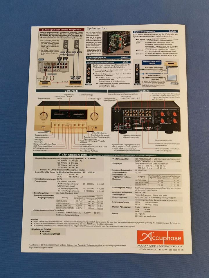 ⭐ Accuphase E-650 Prospekt in deutsch in Hamm