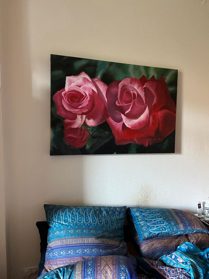 Gemälde Öl bzw. Acryl auf Leinwand Keilrahmen signiert Rosen in Bonn