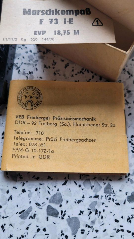 Marschkompaß F 73 I-E DDR Produktion in Börnichen bei Zschopau