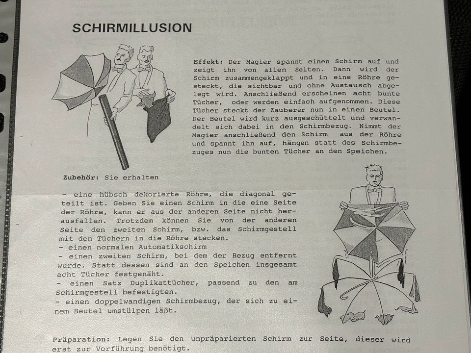 Zaubertrick, Schirmillusion ‚De Luxe‘, groß, unbenützt in Kehl