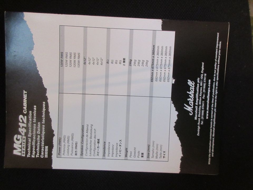 Marshall Verstärker 120 Watt Modell: MG 412 A in Abstatt