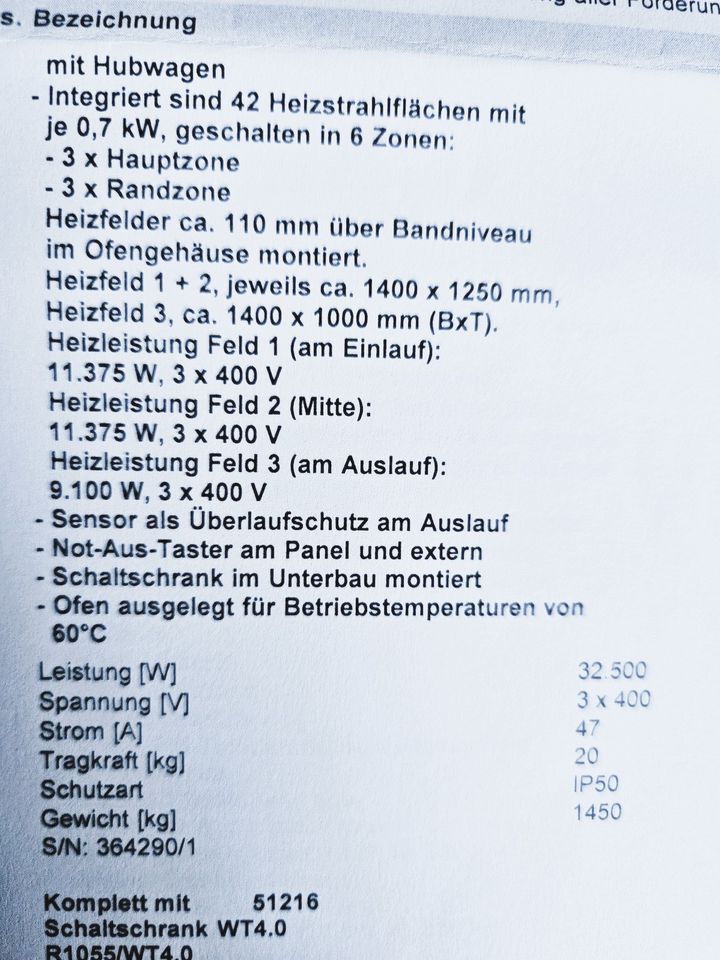 G. Maier Infrarot-Durchlaufofen für Medizintechnik OVP, SN 364290 in Freiburg im Breisgau