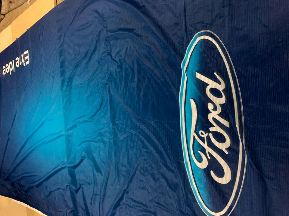 FORD Werkstatt Banner Fahne Motorsport Flagge ca.2,8x1,4 m Mast in Schmelz