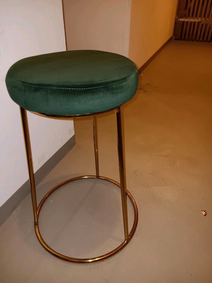 Hocker Barhocker Grün Gold aus Samt in Nürnberg (Mittelfr)