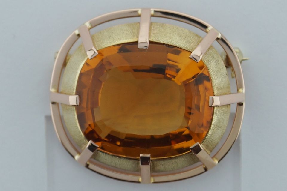 Brosche Gold 585 mit Citrin, Goldbrosche, Citrinbrosche in Friedelsheim