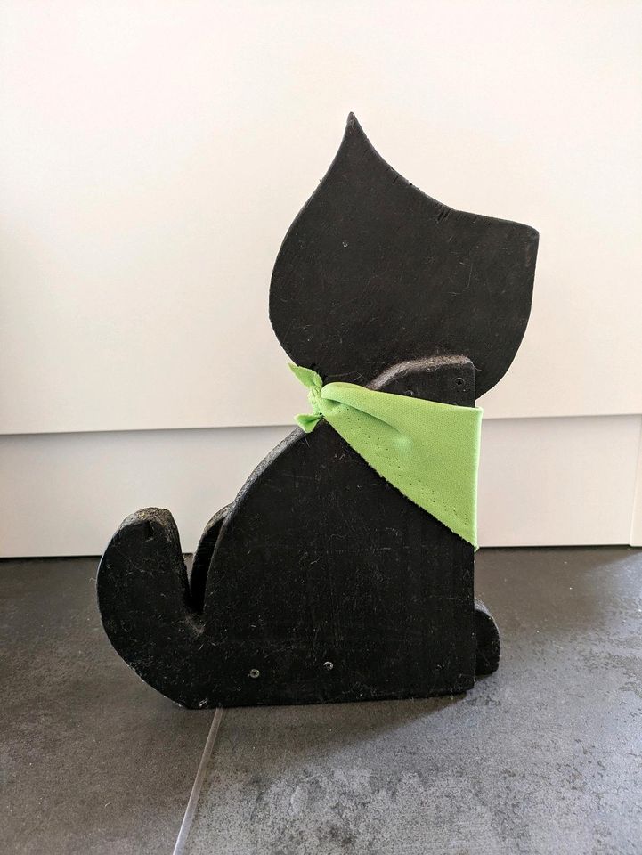 Deko-Katze schwarz 33cm Holz in Boxberg