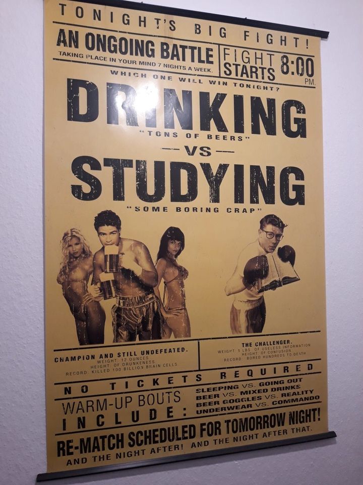 Poster Drinking vs Studying in Dresden