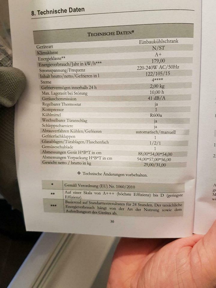 Kühlschrank mit Tiefkühlfach Neuwertig KS 120.4A+EBN in Dobin am See