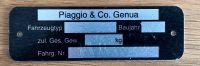 Vespa Original blanko Typenschild Piaggio&Co. GENUA Bayern - Hohenlinden Vorschau