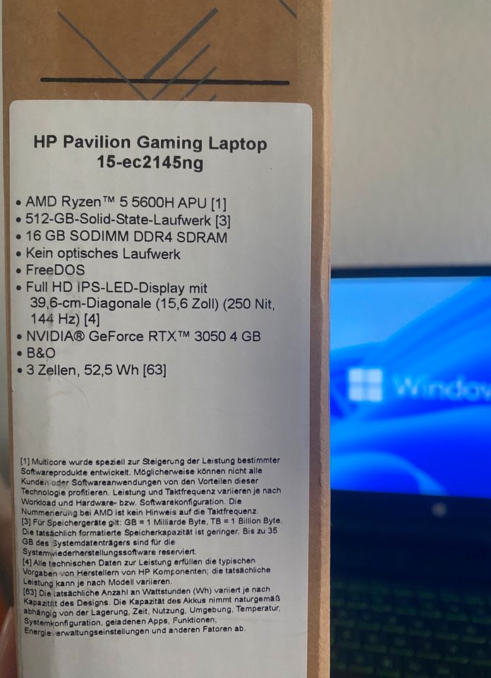 HP Pavilion Gaming Laptop Rtx 3050 Ryzen 5-5600h in Hannover