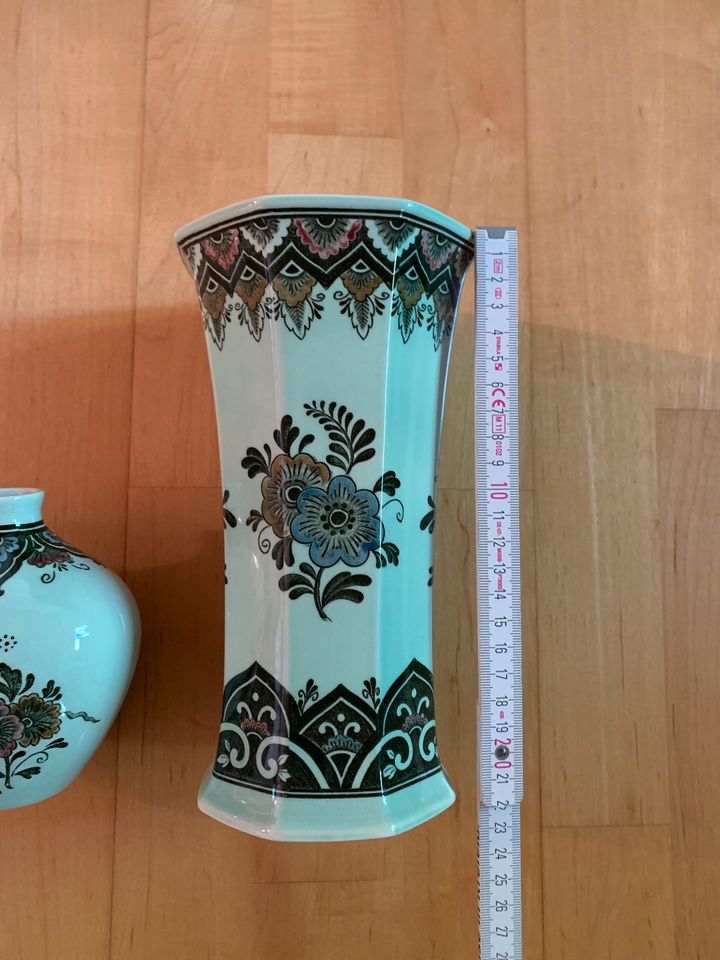 2 Vasen Villeroy & Boch Paon Serie Pfau floral mint grün in Krefeld