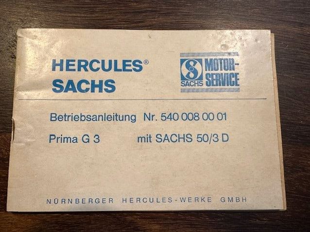 Hercules Sachs Prima G3 Betriebsanleitung in Hagen