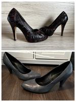 37 Lederschuhe Pumps Leder blau braun high Heels plateau Nordrhein-Westfalen - Monheim am Rhein Vorschau