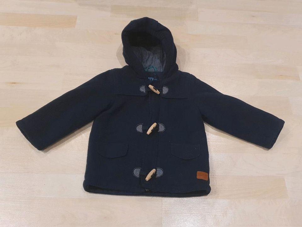 dunkelblauer Fleece Dufflecoat Mantel Staccato Größe 86 (92) in Sande