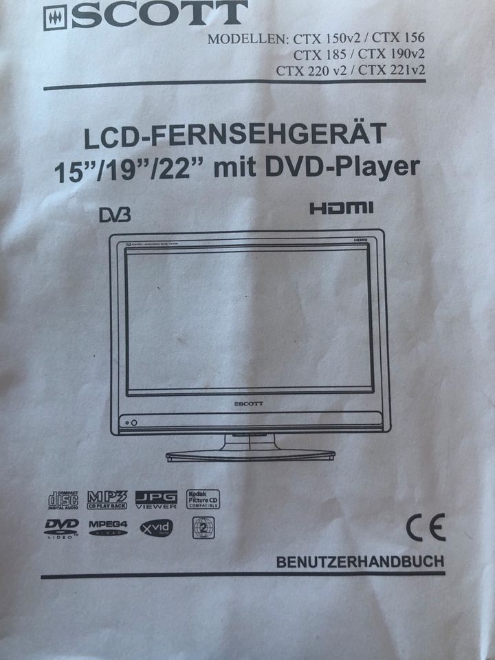 Scott LCD Fernsehen 15/19//2 mit dvd Player in Mühlhausen-Ehingen