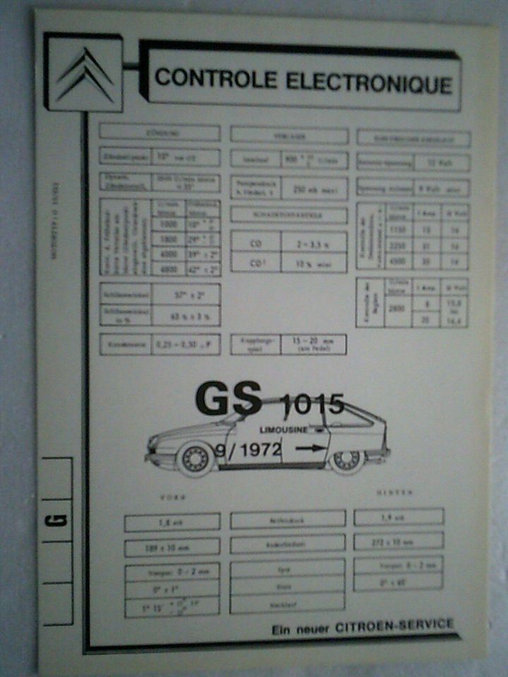 Citroen 2CV Dyane AMI GS CX Serviceblatt Controle Electronique in Lauterbach (Hessen)