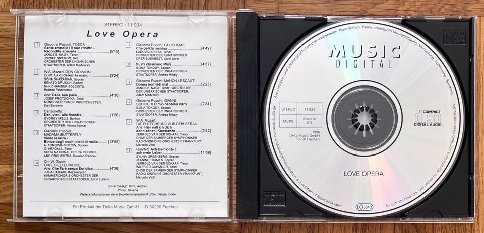 CD ▶︎ Love Opera ◀︎  Mozart, Puccini,… ▹ sehr guter Zustand in Rosengarten