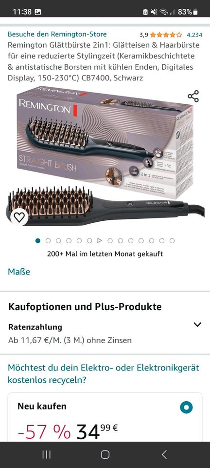 Remington Glätteisen Glättbürste CB 7400 in Kemnath