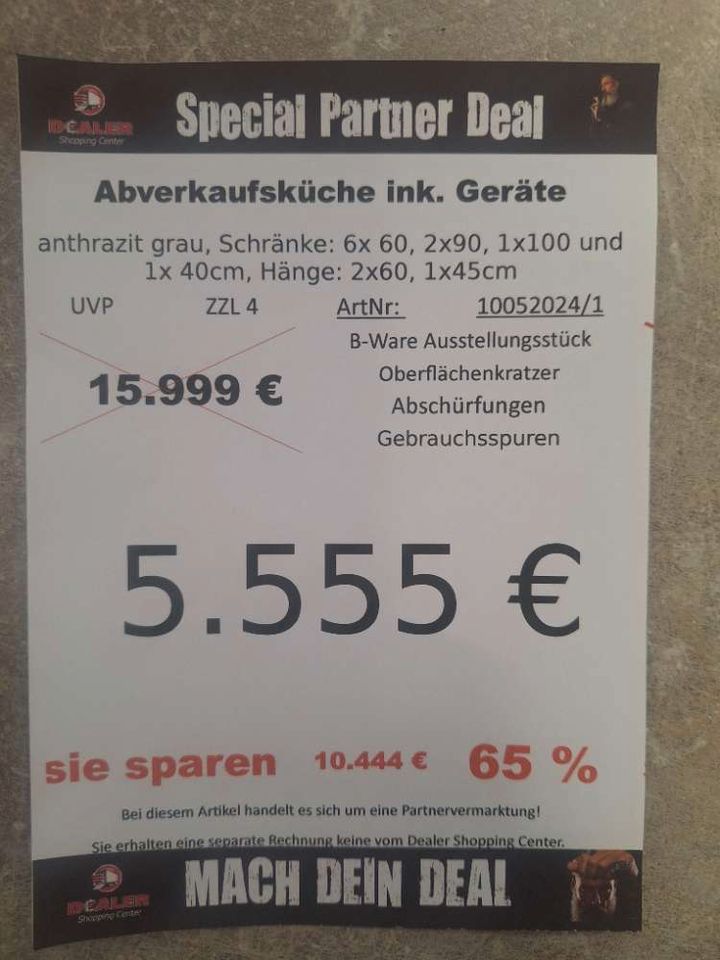 Abverkaufsküche, Küchenzeile, Küche, ink. Geräte statt 15999 € in Zeitz