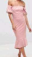 Cocktailkleid chic rosè rosa 44 M-L strech ASOS Carmenausschnitt Niedersachsen - Vechelde Vorschau
