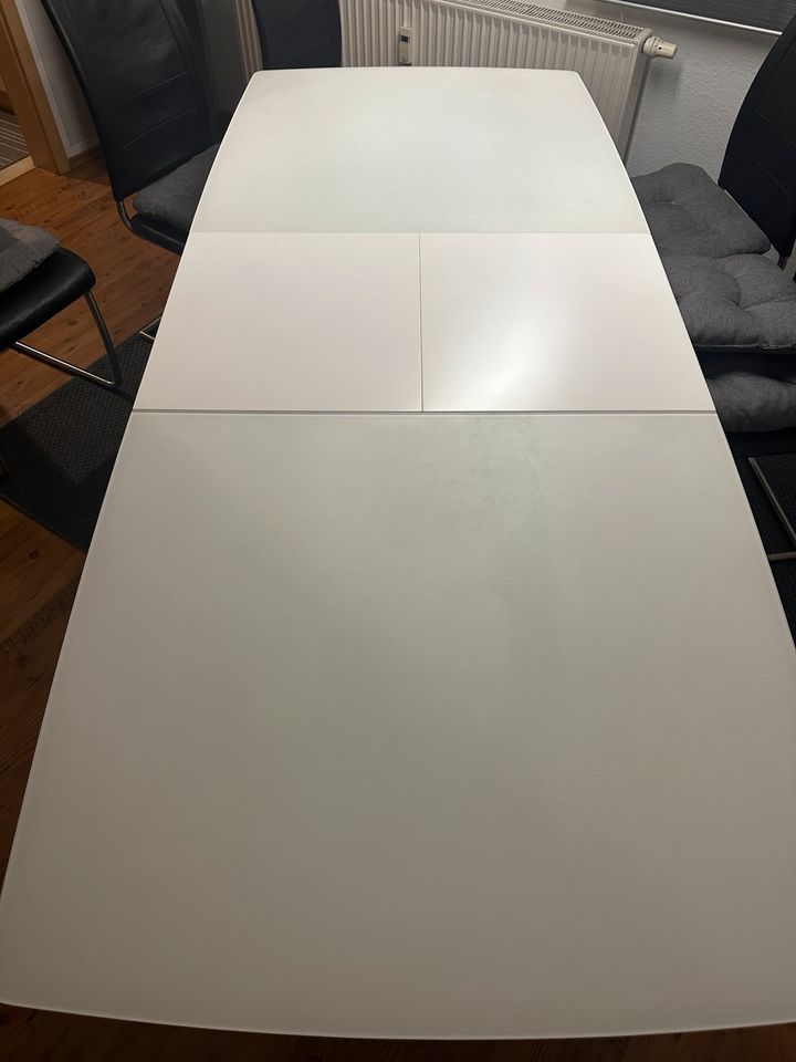 Esszimmertisch weiß Glas 160(200)x89cm in Albertshofen