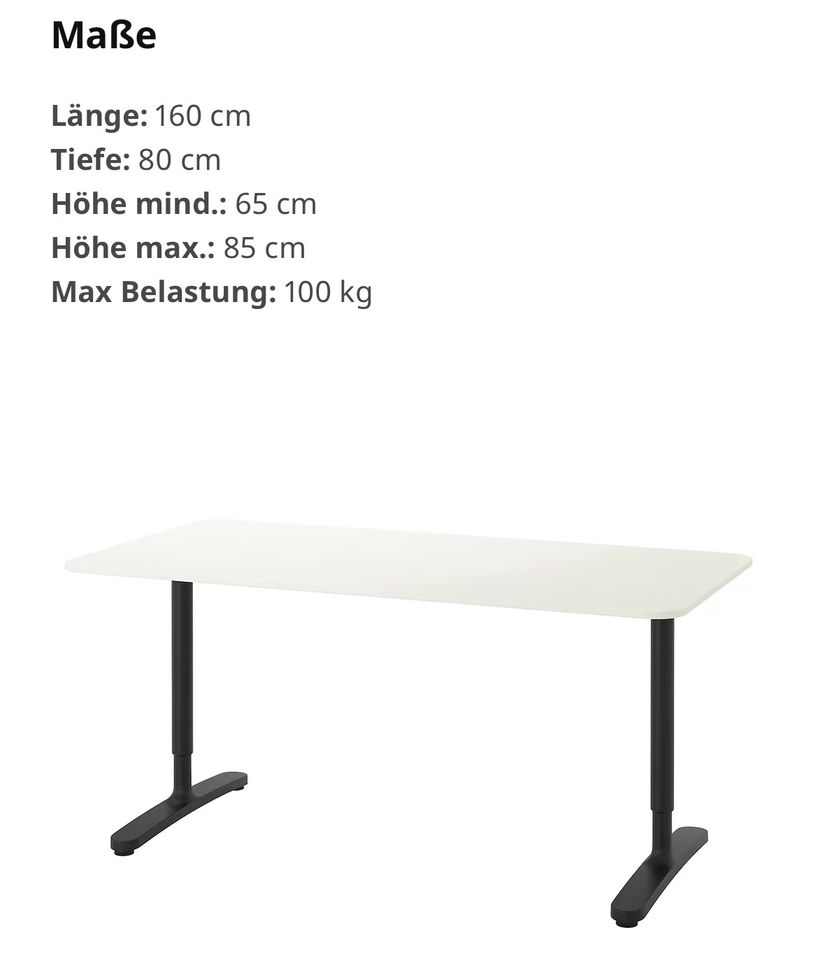Ikea Bekant Schreibtisch 160 x 80 cm in Wolfratshausen