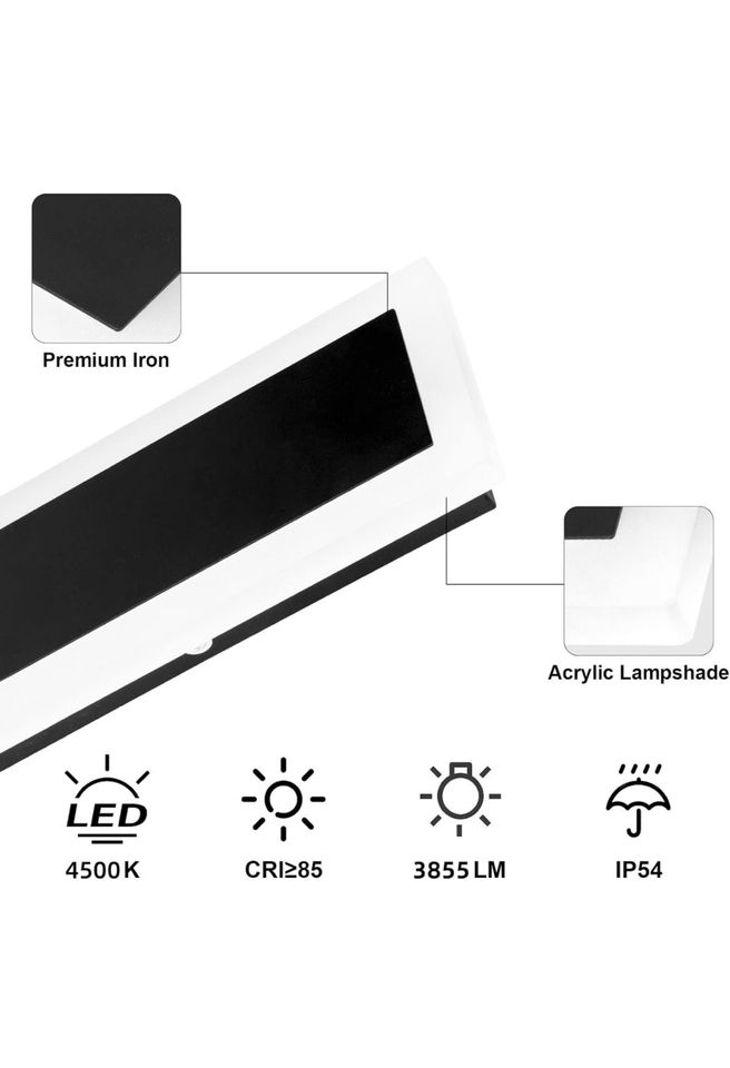 LED Lange Wandlampe, IP54 Außenwandleuchte, Schwarz in Wuppertal