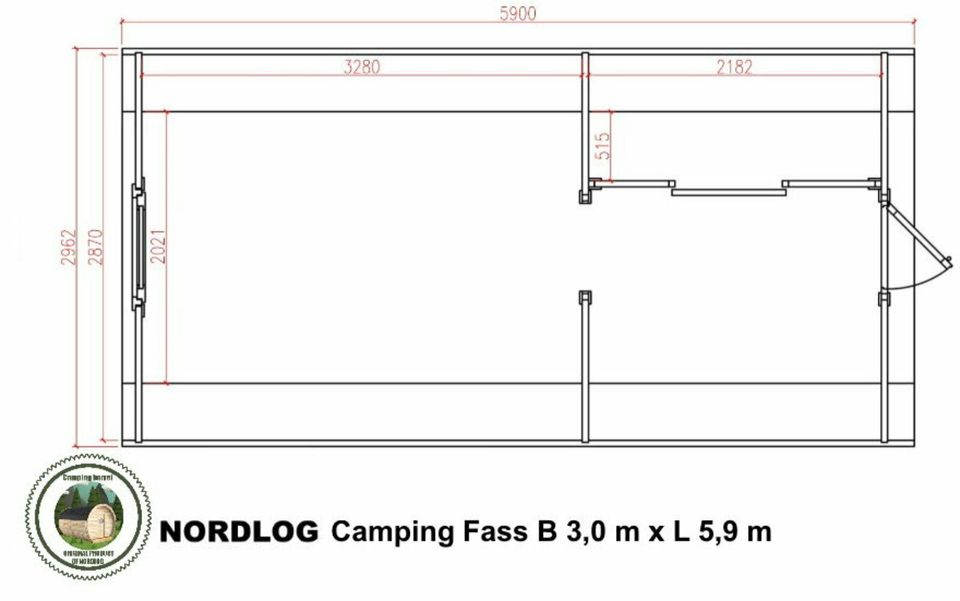 NordLog CAMPINGFASS 3,0 x 5,9m (Innenwand) CAMPINGHAUS GARTENHAUS in Weil der Stadt