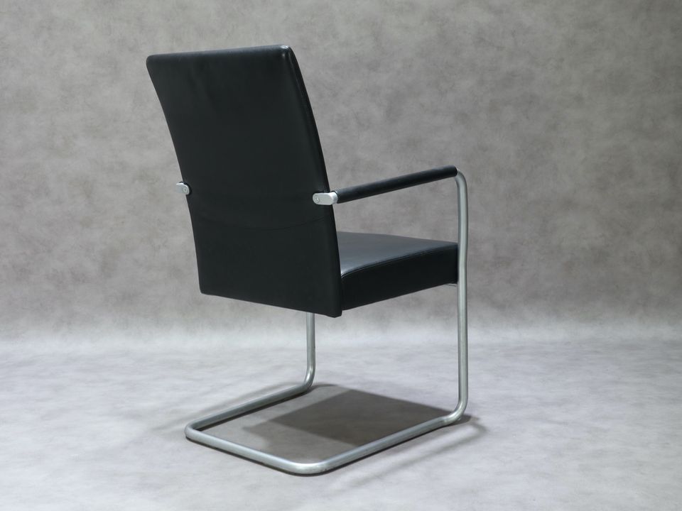 1/3 Walter Knoll Jason Stühle Freischwinger Leder Schwarz Chrom in Wuppertal