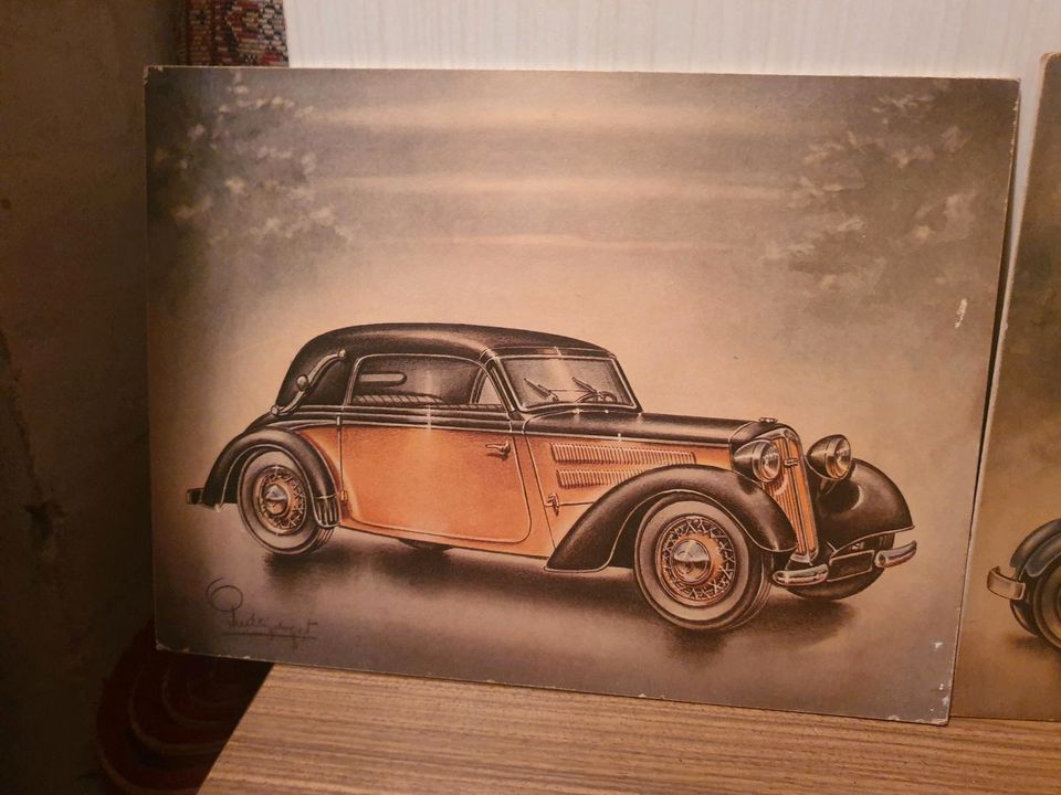5x Oldtimer Autos Bilder auf Hartpappe in Berlin