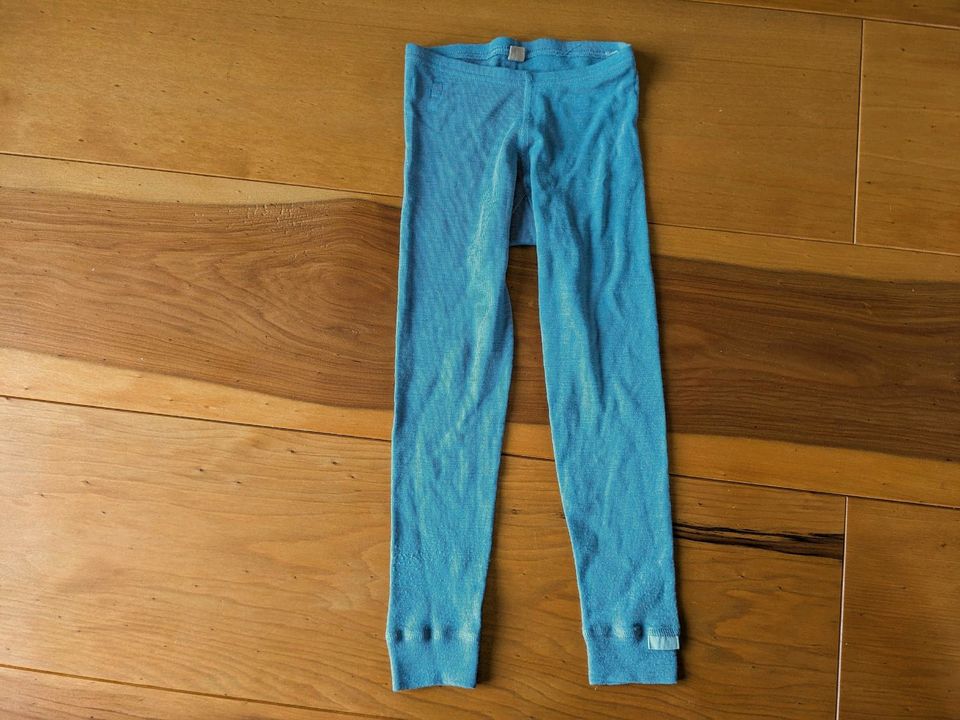 Dilling 100% Merino Wolle lange Unterhose Leggings blau 110/116 in Witten