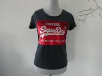 superdry T-Shirt Shirt d-blau Pailletten Logo Gr. 42 Bayern - Mitterteich Vorschau