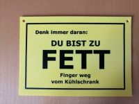 lustiges kleines Schild "Finger weg vom Kühlschrank" Hessen - Korbach Vorschau