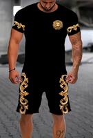 Herren Kurzarm T-Shirt und Shorts mit Goldenem Löwenkopf-Aufdruck Bayern - Kötz Vorschau
