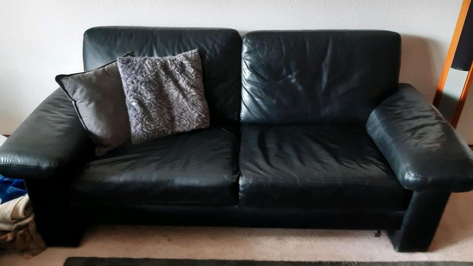 Leder Couch schwarz 3 teilig in Bremen