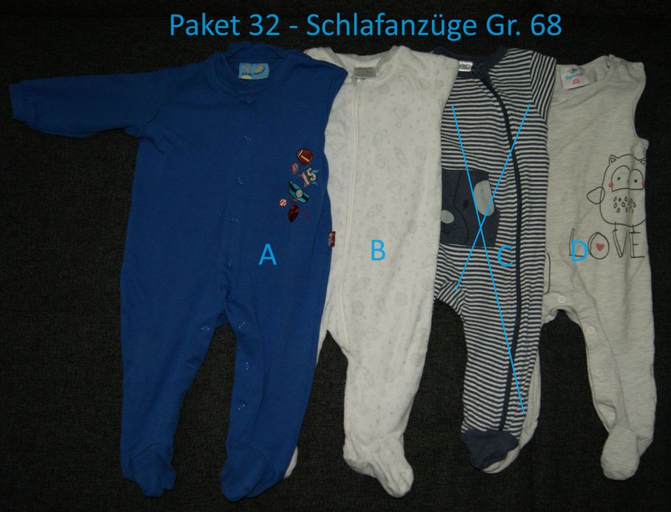 Kleiderpaket 32 - Schlafanzüge/Strampler Gr. 68 in Rödermark