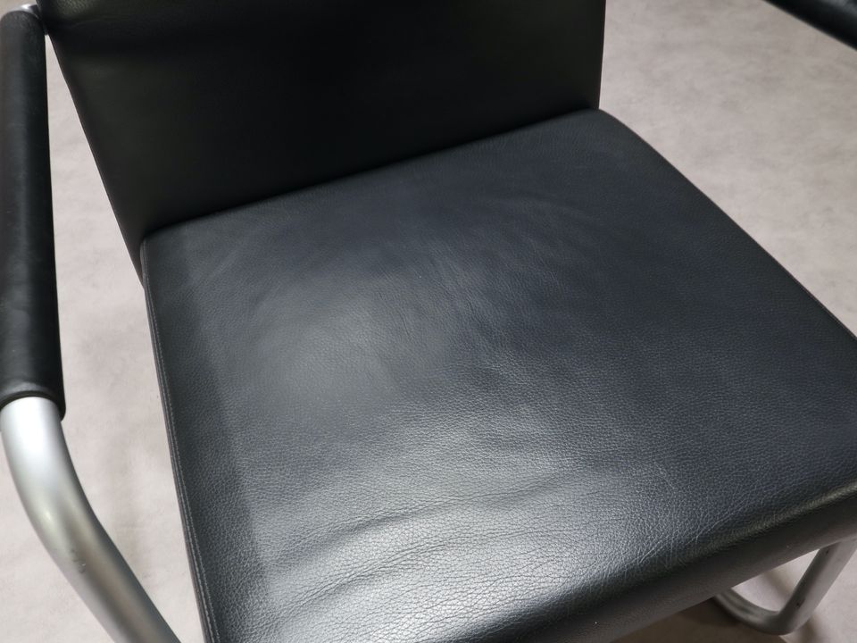 1/3 Walter Knoll Jason Stühle Freischwinger Leder Schwarz Chrom in Wuppertal