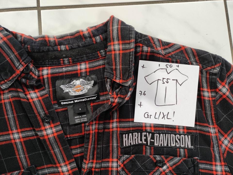 Harley Davidson Flanel Hemd kurz Arm Gr. XL schwarz/rot kariert in Gelnhausen