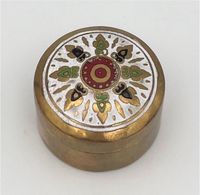 Vintage Pillendose Antik Schmuckbox Emaille Floral Messing RAR Schwerin - Altstadt Vorschau